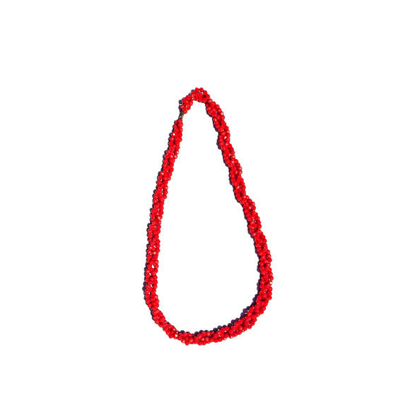 HOST pick Vintage 70s Red Plastic Twisted Multi‎ Strand Faceted Beaded Necklace - Picture 1 of 4